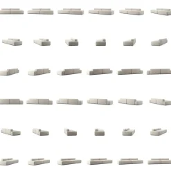 Grand 4-Sitssoffa öppna avslut Minetyg, Moon White