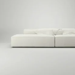 Grand 4-Sitssoffa öppna avslut Bouclétyg, Steam White