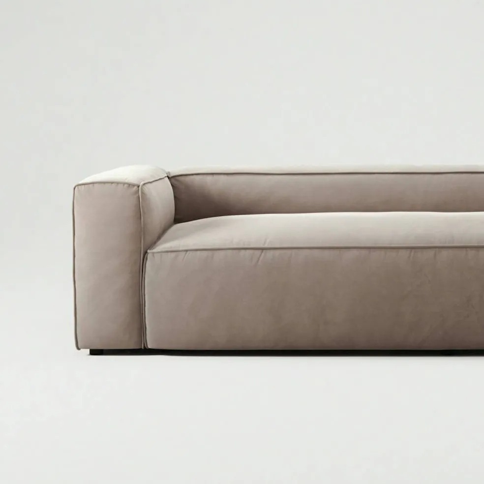 Grand 3-Sitssoffa Sammet, Dusk Beige