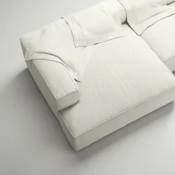 Grand 4-Sitssoffa schäslong Vänster Bouclétyg, Steam White