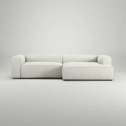 Grand 3-Sitssoffa schäslong Höger Bouclétyg, Steam White