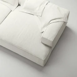Grand 3-Sitssoffa schäslong Höger Bouclétyg, Steam White