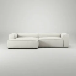 Grand 3-Sitssoffa schäslong Vänster Bouclétyg, Steam White