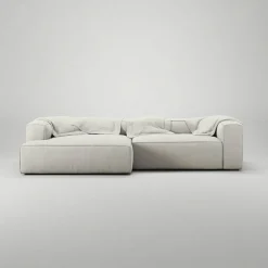 Grand 3-Sitssoffa schäslong Vänster Minetyg, Moon White