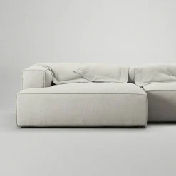 Grand 3-Sitssoffa schäslong Vänster Minetyg, Moon White