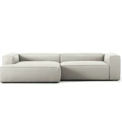 Grand 3-Sitssoffa schäslong Vänster Minetyg, Moon White