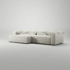 Grand 3-Sitssoffa schäslong Vänster Minetyg, Moon White