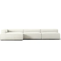 Grand 5-Sitssoffa schäslong Vänster Bouclétyg, Steam White