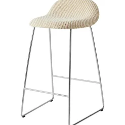 GUBI 3D Barstol H65, Rostfritt Stål / Lupo Special Diagonal Bouclé / Dedar 009