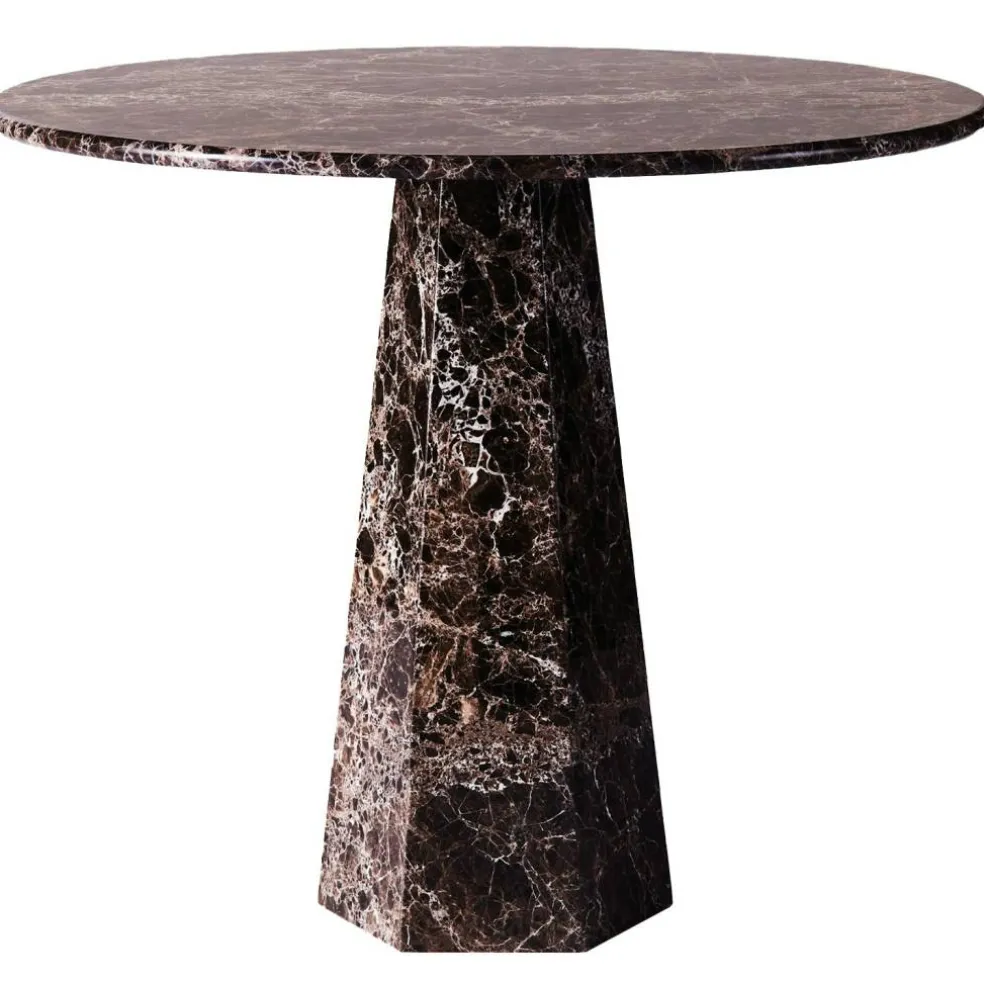 Hexagon Matbord Ø90 cm, Dark Emperador Marmor