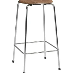 High Dot™ Barstol Med 4 Ben 65 cm, Valnötsfanér / Krom