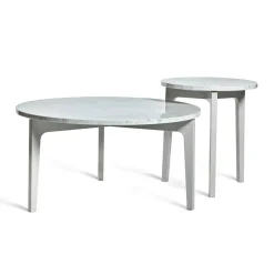 Höllviken Soffbord Ø80x41 cm, Ljusgrå/Carraramarmor