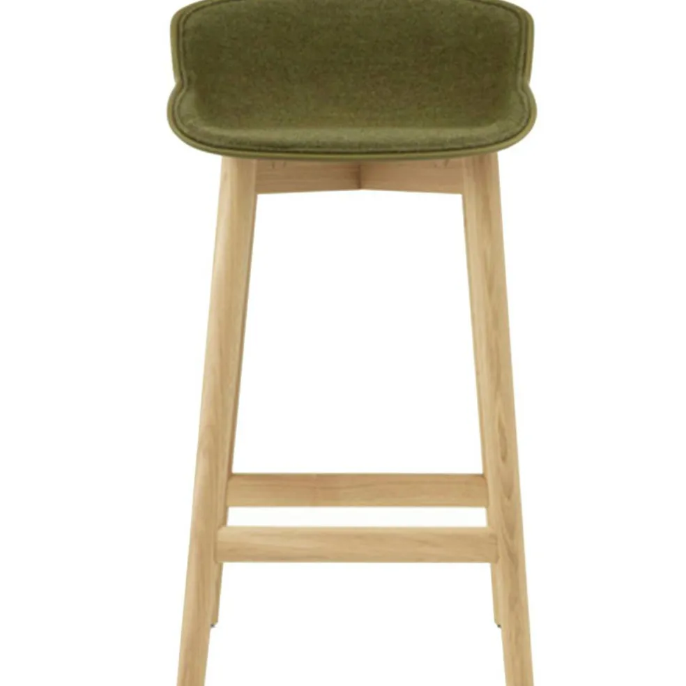 Hyg Barstol 75 cm, Klädd Framsida, Oliv / Ek