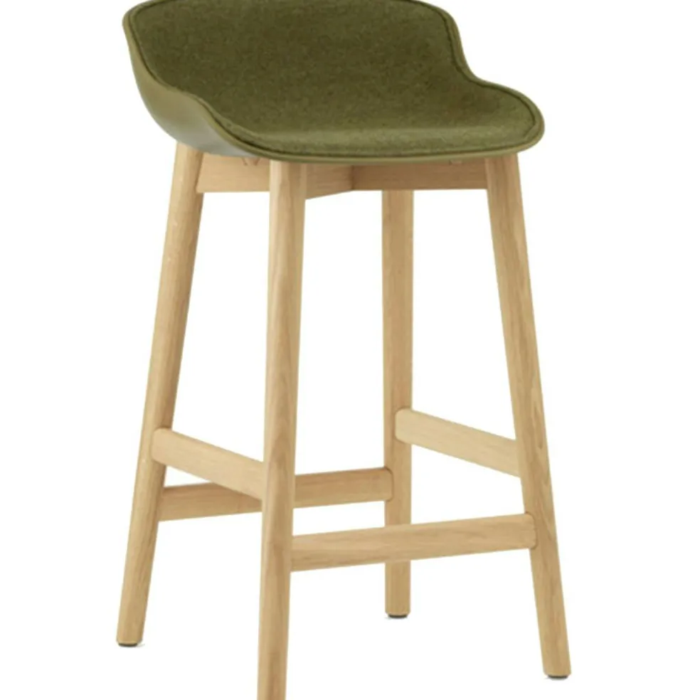 Hyg Barstol 75 cm, Klädd Framsida, Oliv / Ek