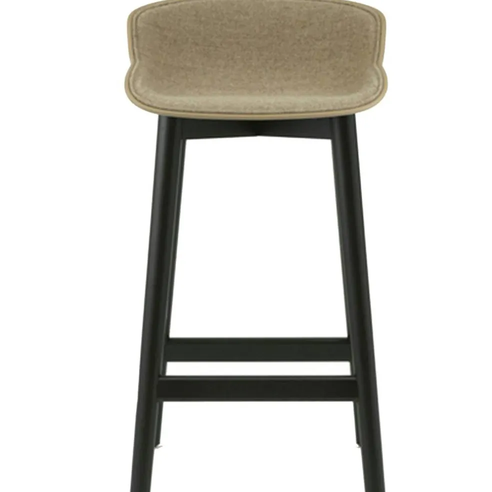 Hyg Barstol 75 cm, Klädd Framsida, Sand / Svart Ek