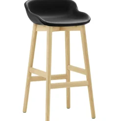 Hyg Barstol 75 cm, Svart Läder / Ek
