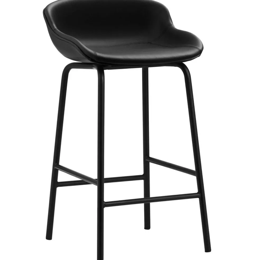 Hyg Barstol 75 cm, Svart Läder / Svart