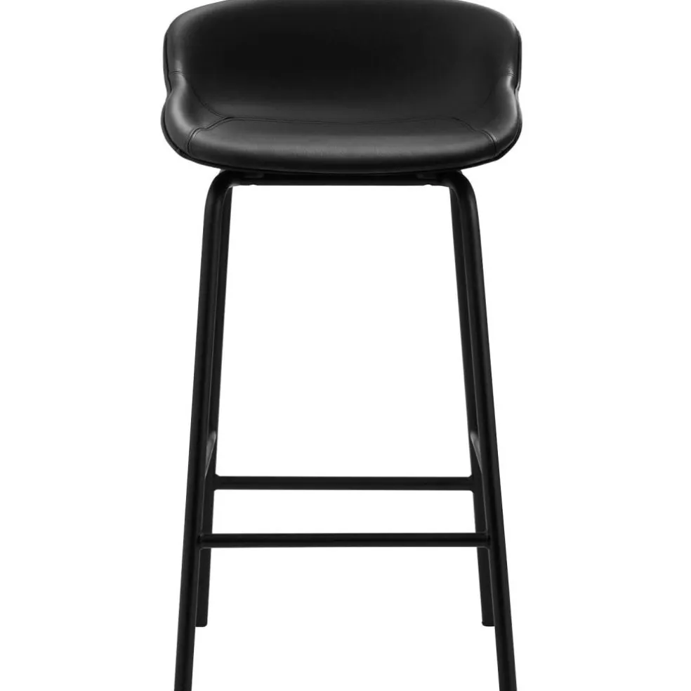 Hyg Barstol 75 cm, Svart Läder / Svart