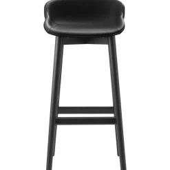 Hyg Barstol 75 cm, Svart Läder / Svart Ek