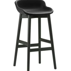 Hyg Barstol 75 cm, Svart Läder / Svart Ek