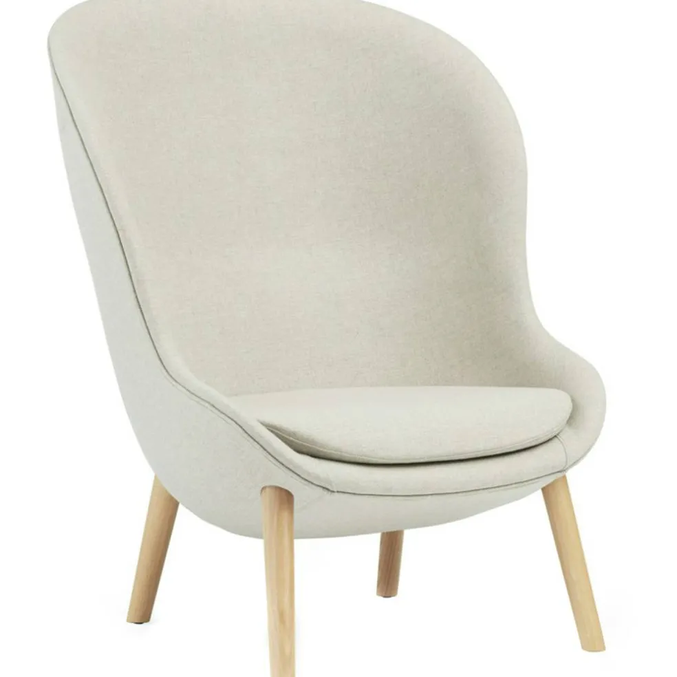 Hyg Fåtölj Hög, Off-white / Ek