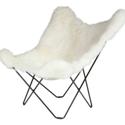Iceland Mariposa Butterfly Chair, Shorn White/Black