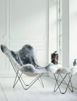 Iceland Mariposa Butterfly Chair, Shorn Grey/Chrome