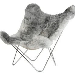 Iceland Mariposa Butterfly Chair, Shorn Grey/Chrome