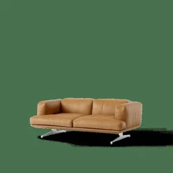 Inland AV22 2-Sits Soffa Cognac Läder/Polerad Aluminium
