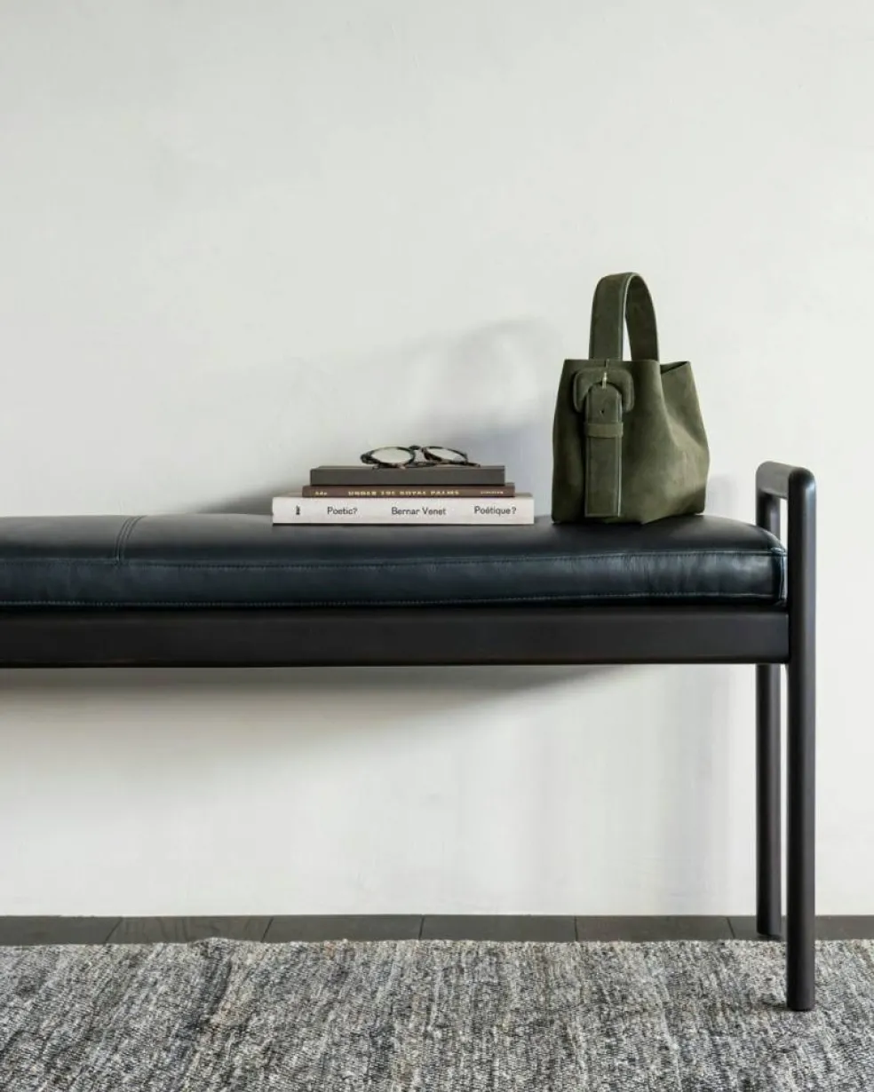 Jack Bänk, Mahogny / Svart Läder