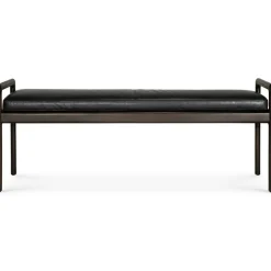 Jack Bänk, Mahogny / Svart Läder