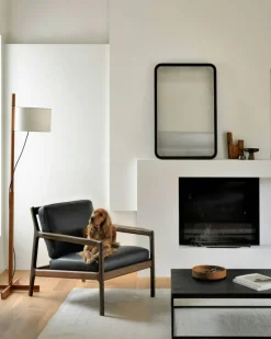 Jack Loungefåtölj, Mahogny / Svart Läder