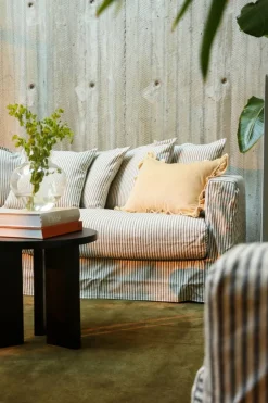Klädsel Till Le Grand Air 3-sitssoffa Linne Divan Vänster, Ash Stripe