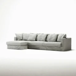 Klädsel Till Le Grand Air 3-sitssoffa Linne Divan Vänster, Ash Stripe