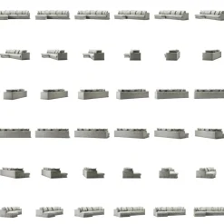 Klädsel Till Le Grand Air 3-sitssoffa Linne Divan Vänster, Ash Stripe