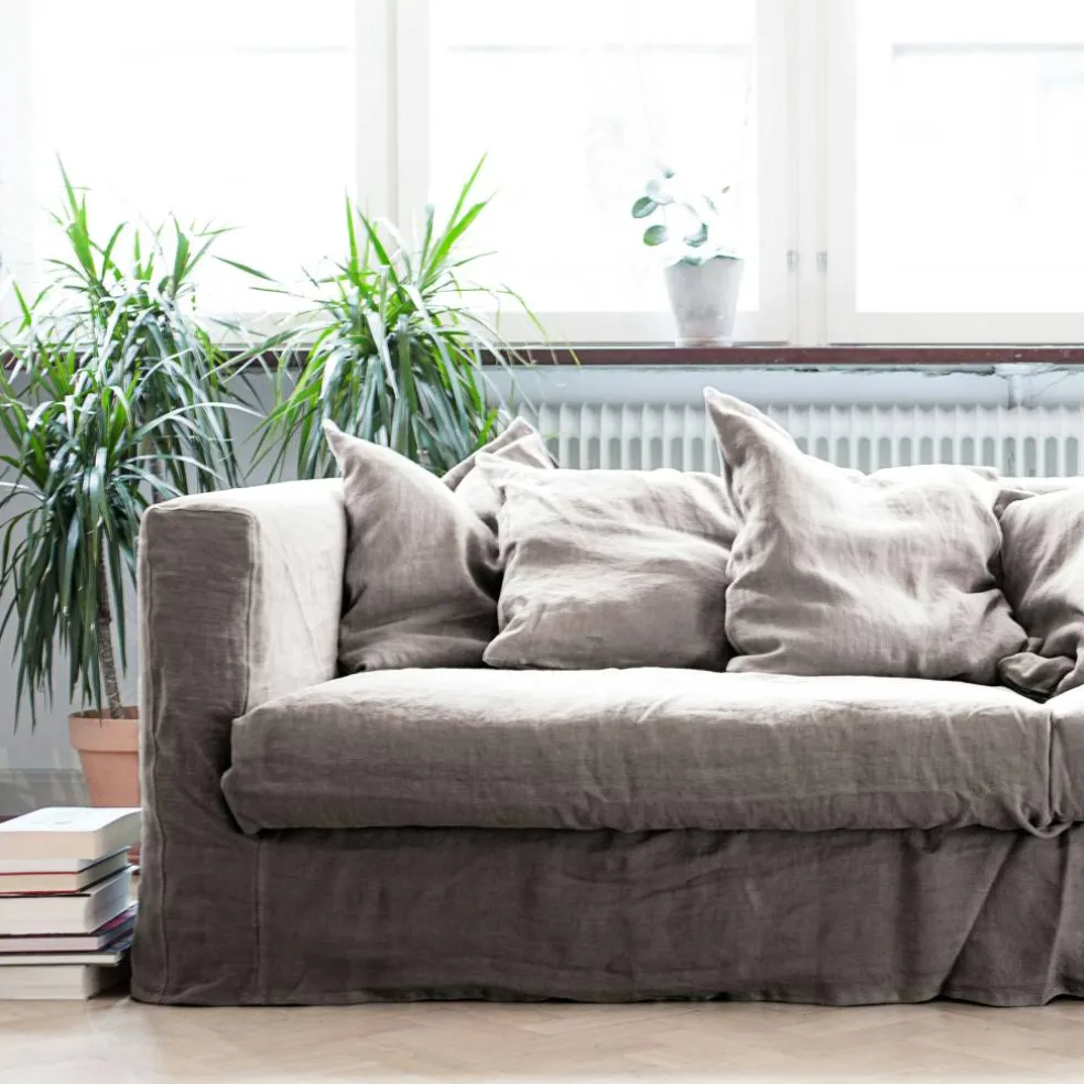 Klädsel Till Le Grand Air 3-sitssoffa Linne Divan Höger, Smokey Granite