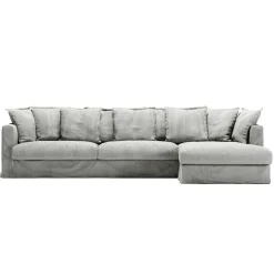 Klädsel Till Le Grand Air 3-sitssoffa Linne Divan Höger, Ash Stripe
