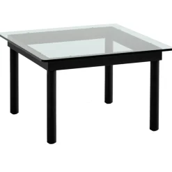 Kofi Sidobord 60x60 cm, Svart Vattenbaserad Lackad Ek / Räfflat Glas