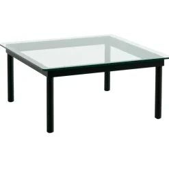 Kofi Soffbord 80x80 cm, Svart Vattenbaserad Lackad Ek / Räfflat Glas