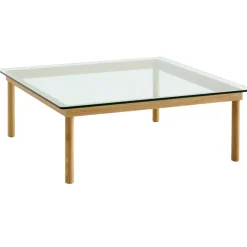 Kofi Soffbord 100x100 cm, Vattenbaserad Lackad Ek / Klart Glas