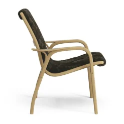 Laminett Fåtölj Fårskinn, Lackerad Valnöt / Espresso