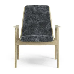 Laminett Fåtölj Fårskinn, Lackerad Valnöt / Charcoal