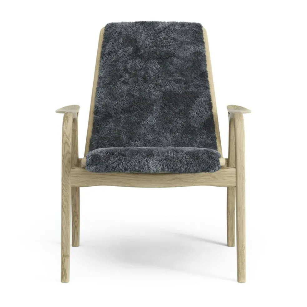 Laminett Fåtölj Fårskinn, Lackerad Valnöt / Charcoal