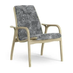 Laminett Fåtölj Fårskinn, Lackerad Valnöt / Scandinavian Grey