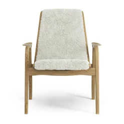 Laminett Fåtölj Fårskinn, Lackerad Valnöt / Off-white