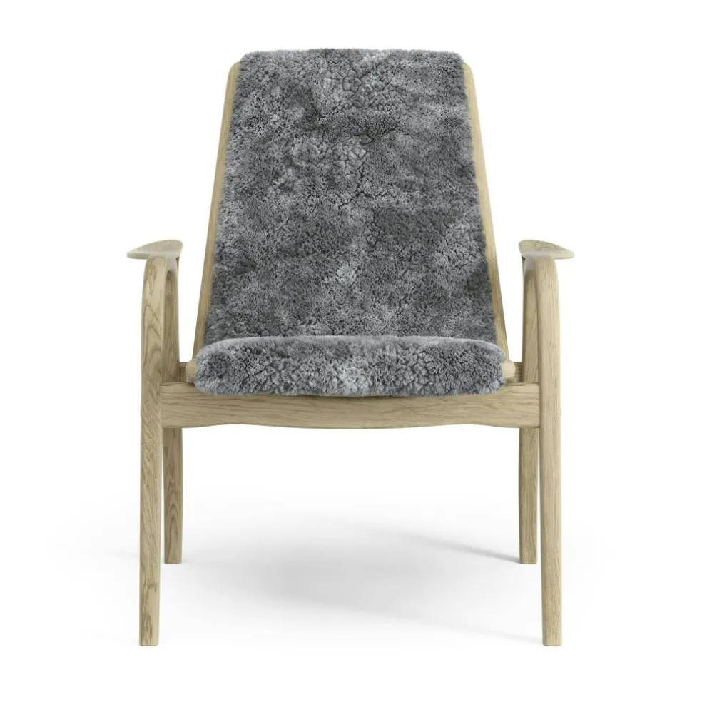 Laminett Fåtölj Fårskinn, Vitpigmenterad Lackad ek / Scandinavian Grey
