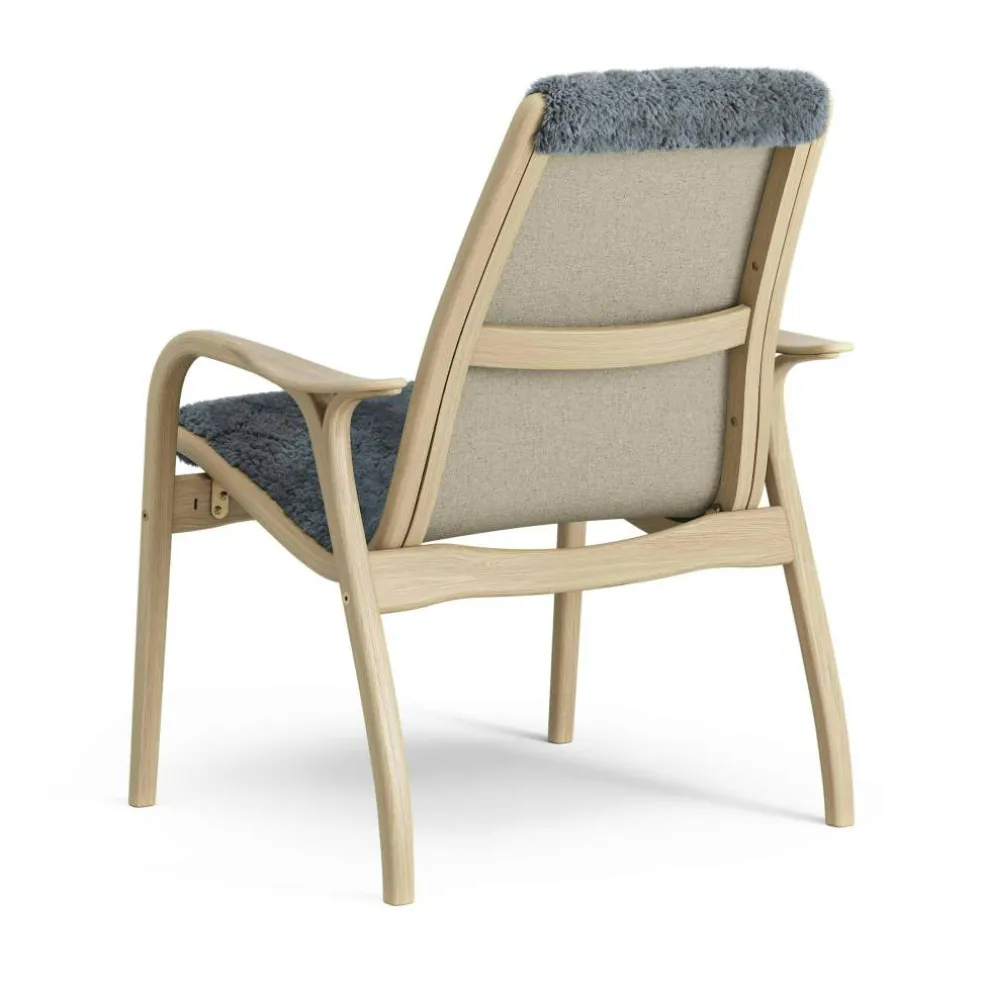 Laminett Fåtölj Fårskinn, Vitpigmenterad Lackad ek / Charcoal