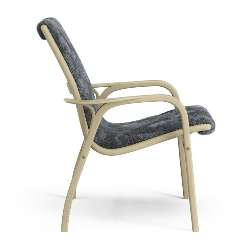 Laminett Fåtölj Fårskinn, Vitpigmenterad Lackad ek / Charcoal