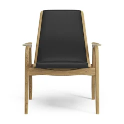 Laminett Fåtölj Läder, Svartlaserad Ek / Svart