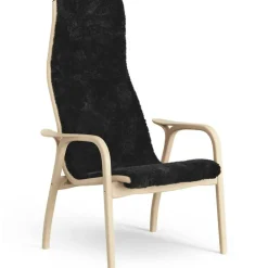 Lamino Fåtölj Fårskinn/Lackad bok, Svart